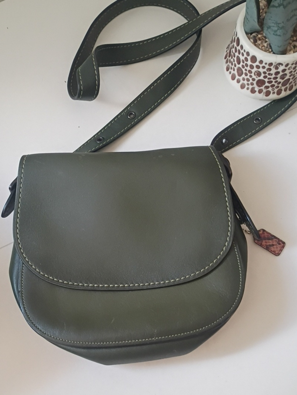 Coach 1941 23 Women's Leather Saddle Bag Olive green Crossbody Purse
